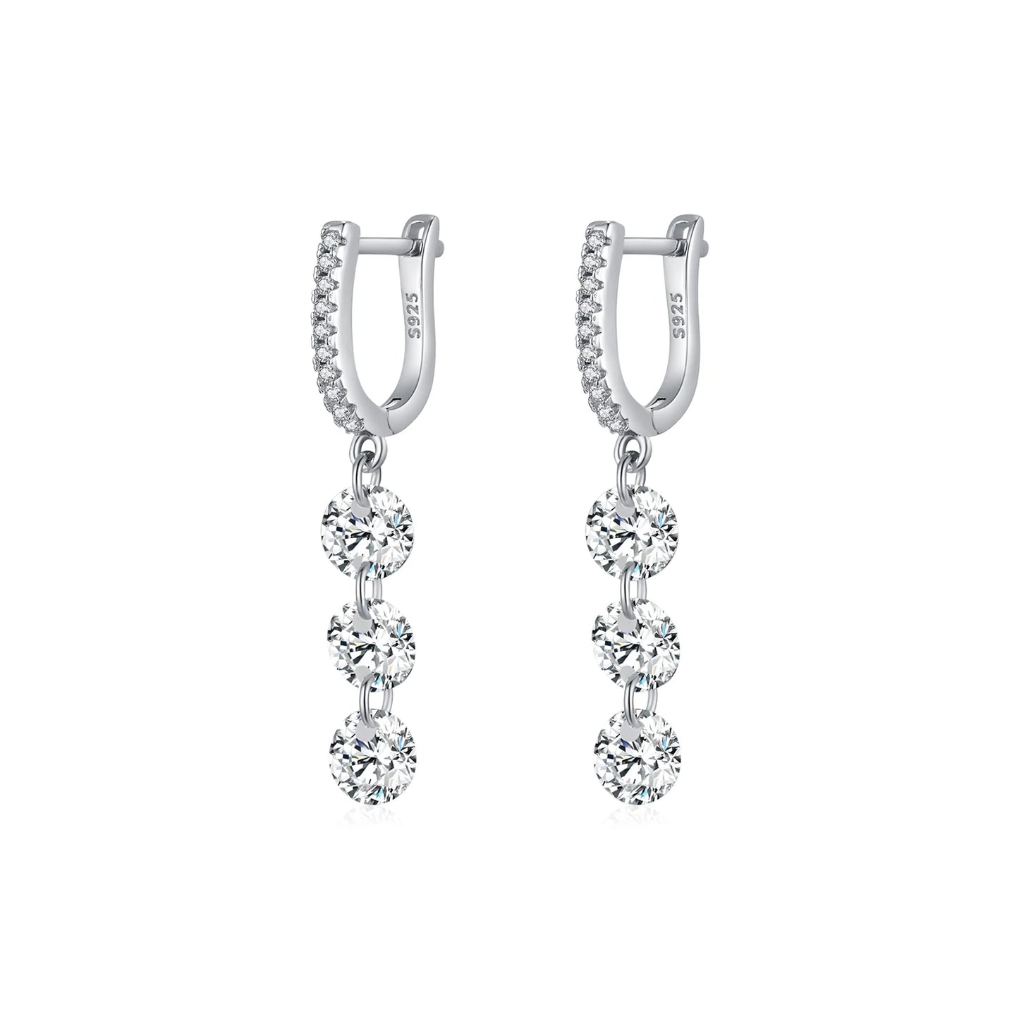 Sterling Silver Swing CZ Dangle Earrings