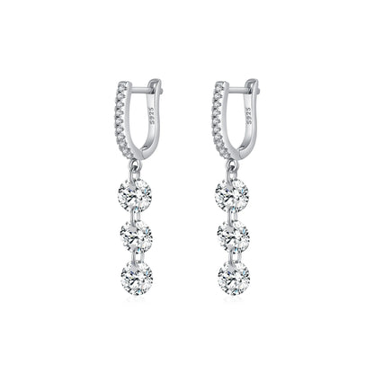 Sterling Silver Swing CZ Dangle Earrings