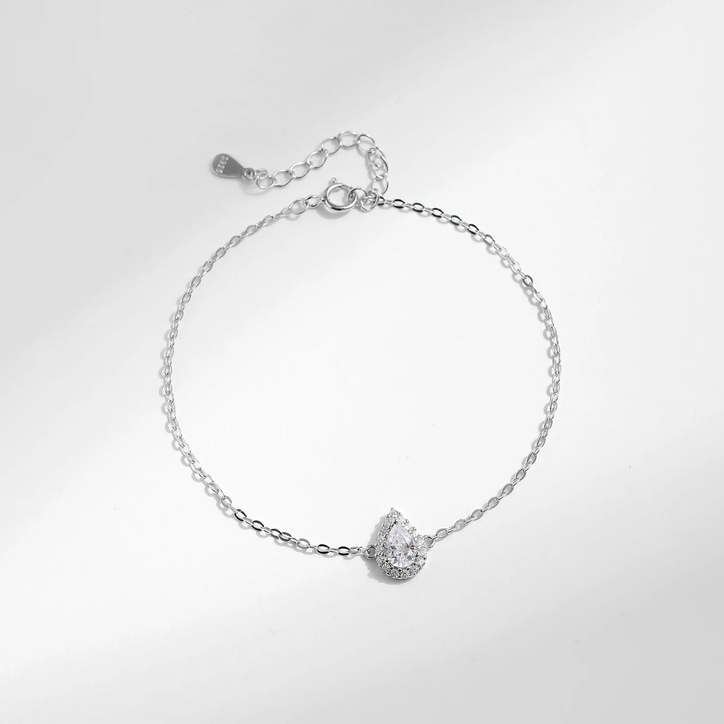 Sterling Silver Pear-Cut CZ Water Drop Bracelet