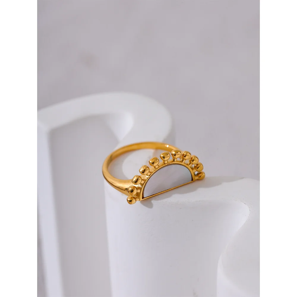 Gold Stainless Steel Natural Shell Fan Ring