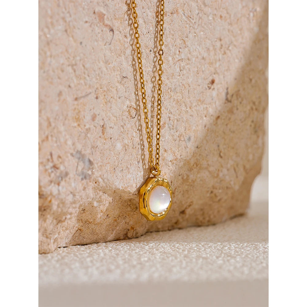 Waterproof jewelry shell pendant on a delicate chain necklace