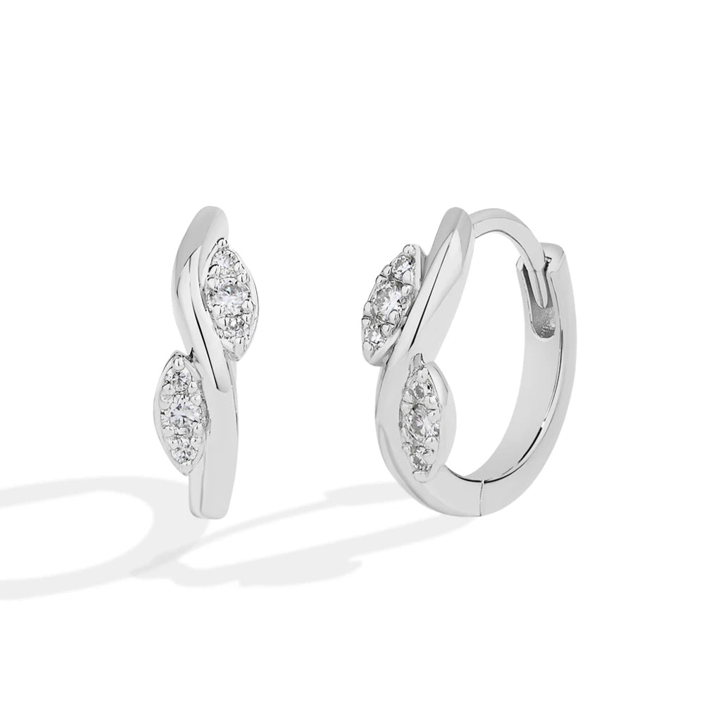 Hoop earrings with D color moissanite in 18K gold plated silver