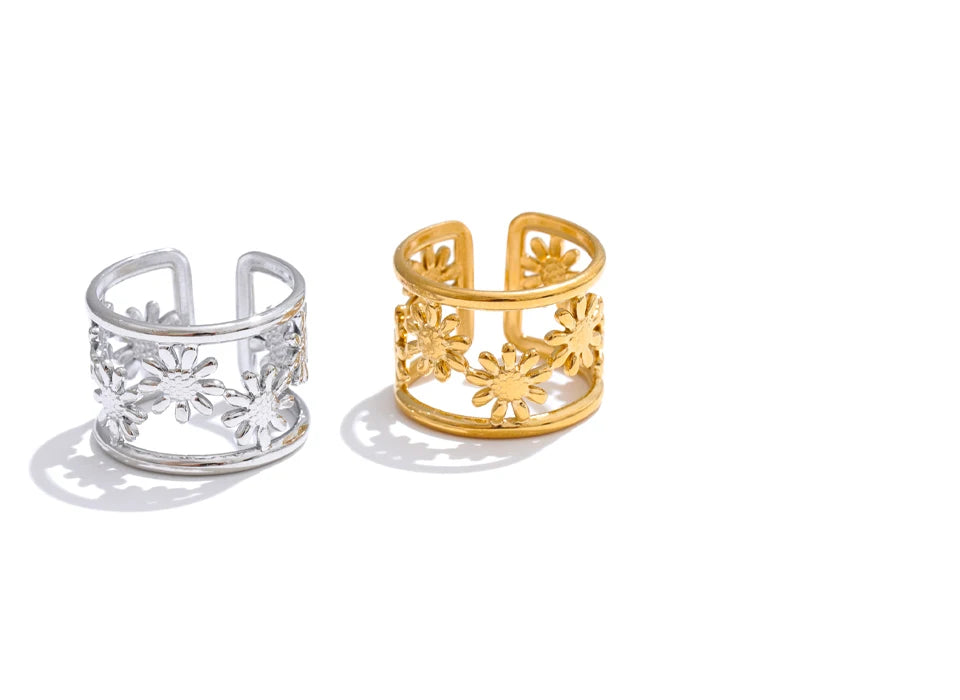 Elegant open ring stacked with other rings for gold ring gold appeal