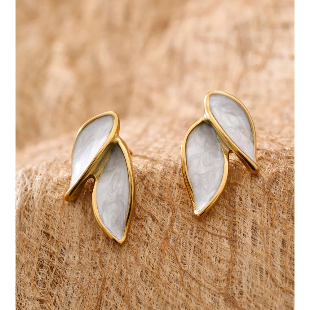 Women’s stainless steel jewelry stud earrings with enamel finish