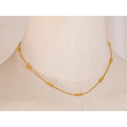 18K Gold Beads Chain Necklace & Bracelet Set