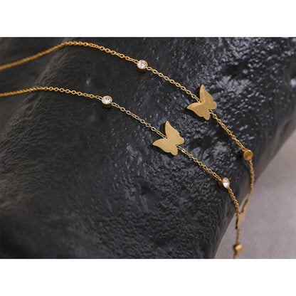 Golden Butterfly Charm Chain Necklace