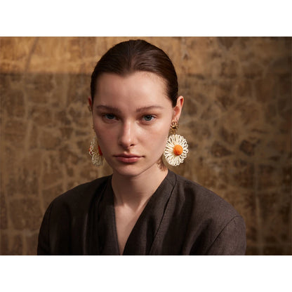 Raffia Flower Drop Earrings