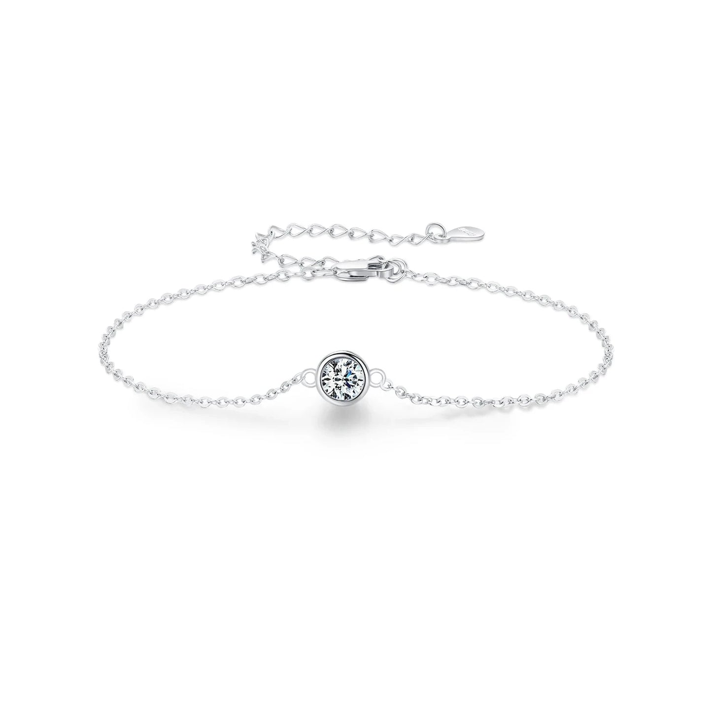 0.5CT Moissanite Link Chain Bracelet in 925 Silver