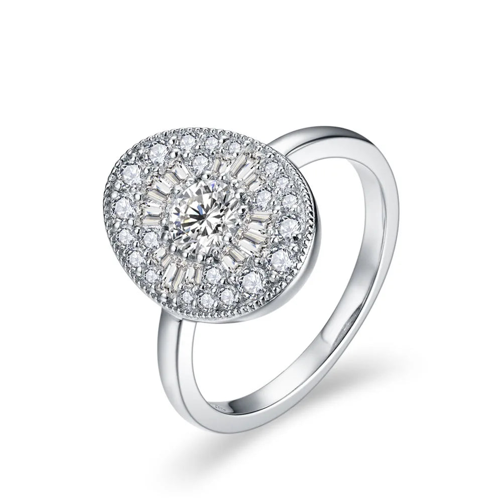 Moissanite ring with moissanite diamond on a sterling silver ring