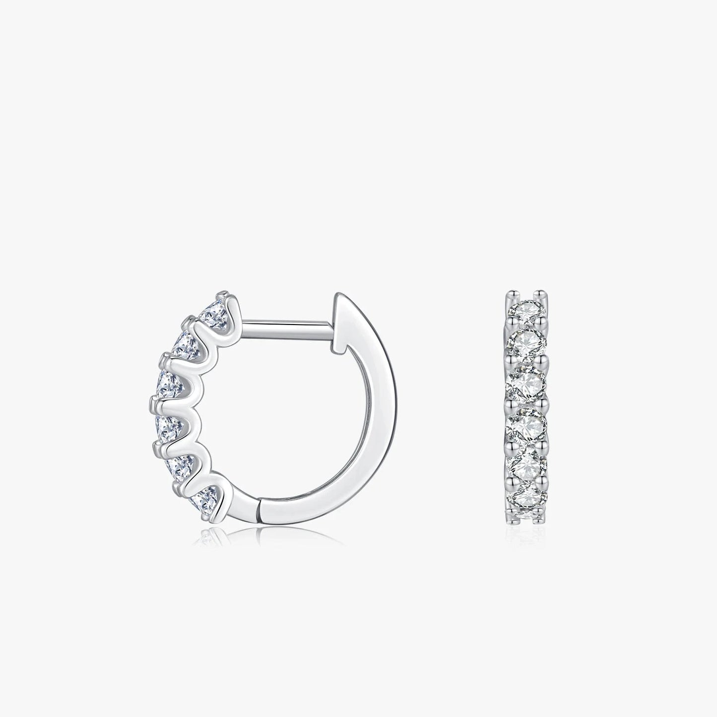 Silver D Color Moissanite Hoop Earrings