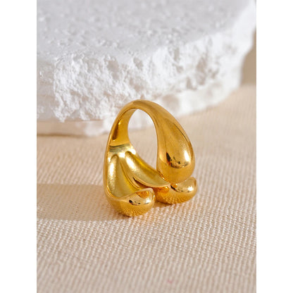 Distinctive Geometric Golden Ring in Stainless Steel