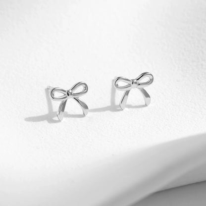 Sterling Silver Bowknot Stud Earrings