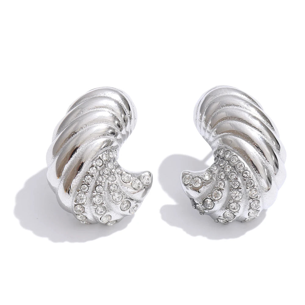 Front view of gold plated cubic zirconia stud earrings