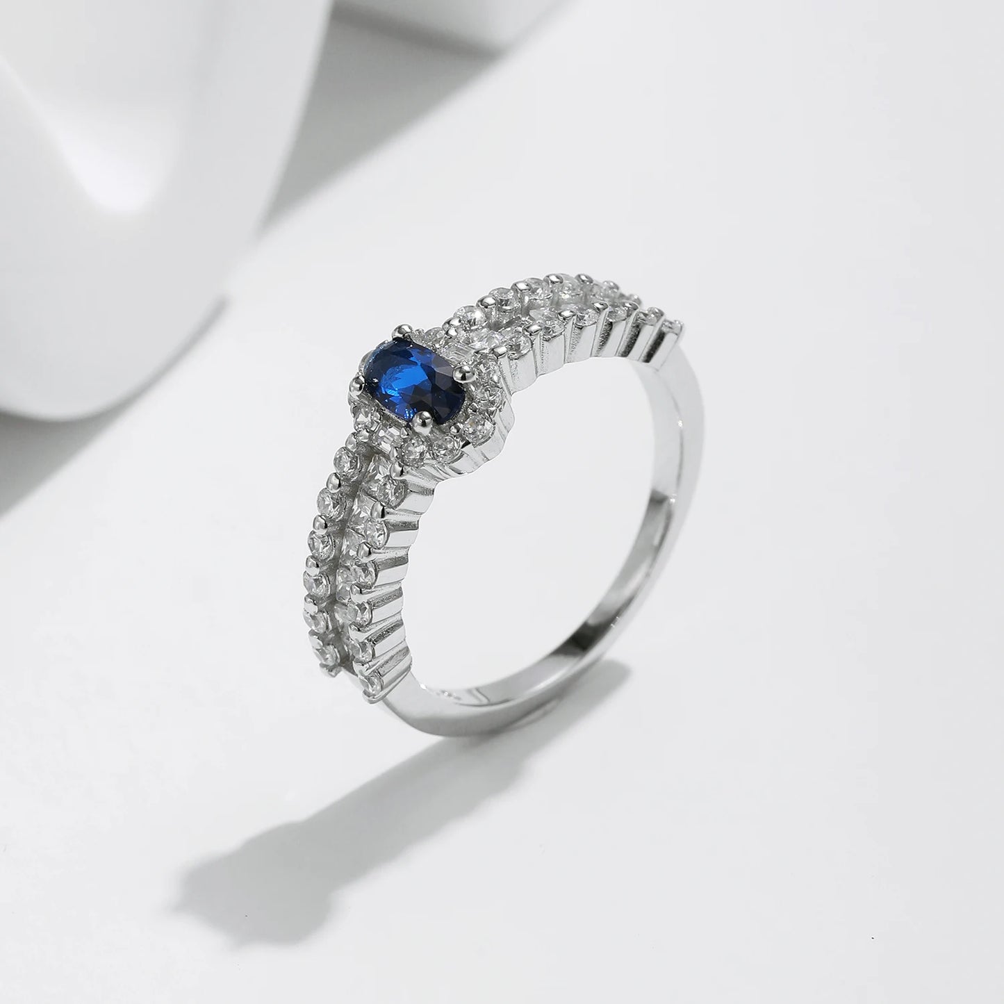 Royal Elegance Sterling Silver Blue Oval CZ Ring