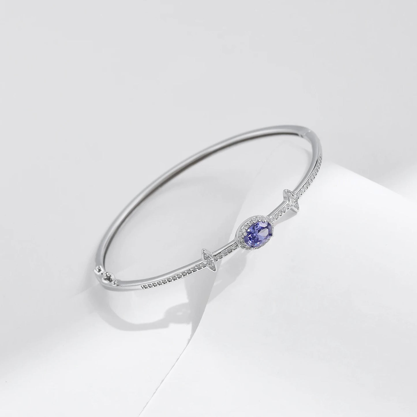 Platinum Plated Halo Tanzania CZ Bangle