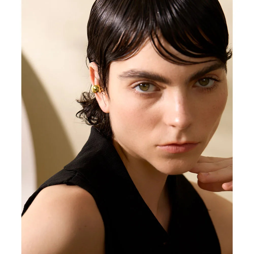 Wide Sterling Silver Ear Cuff Clip in Gold