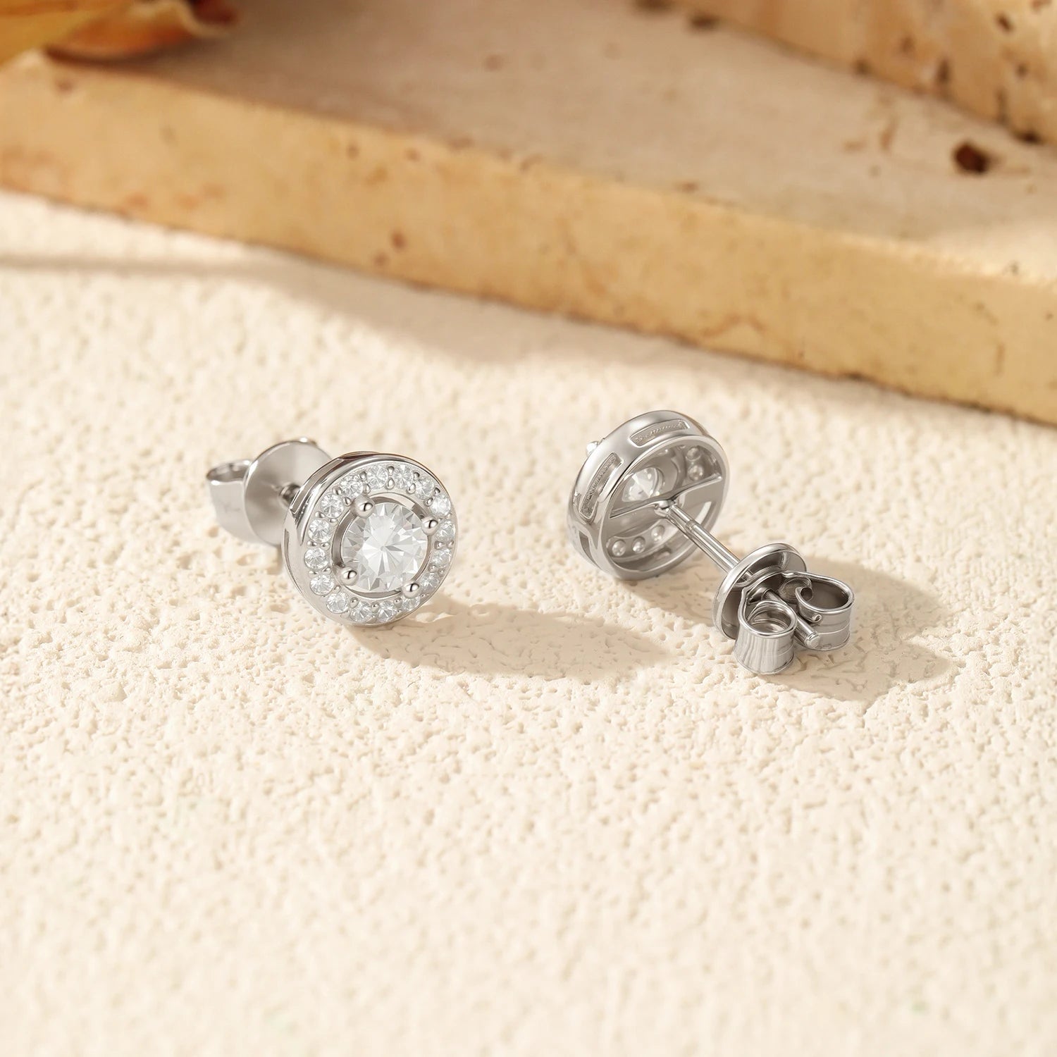 Elegant stud earrings for women with radiant halo design