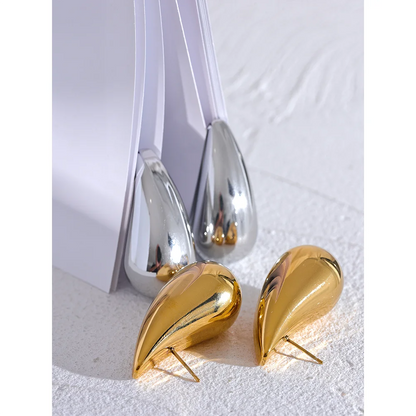 Waterproof 18K Gold Chunky Water Drop Stud Earrings