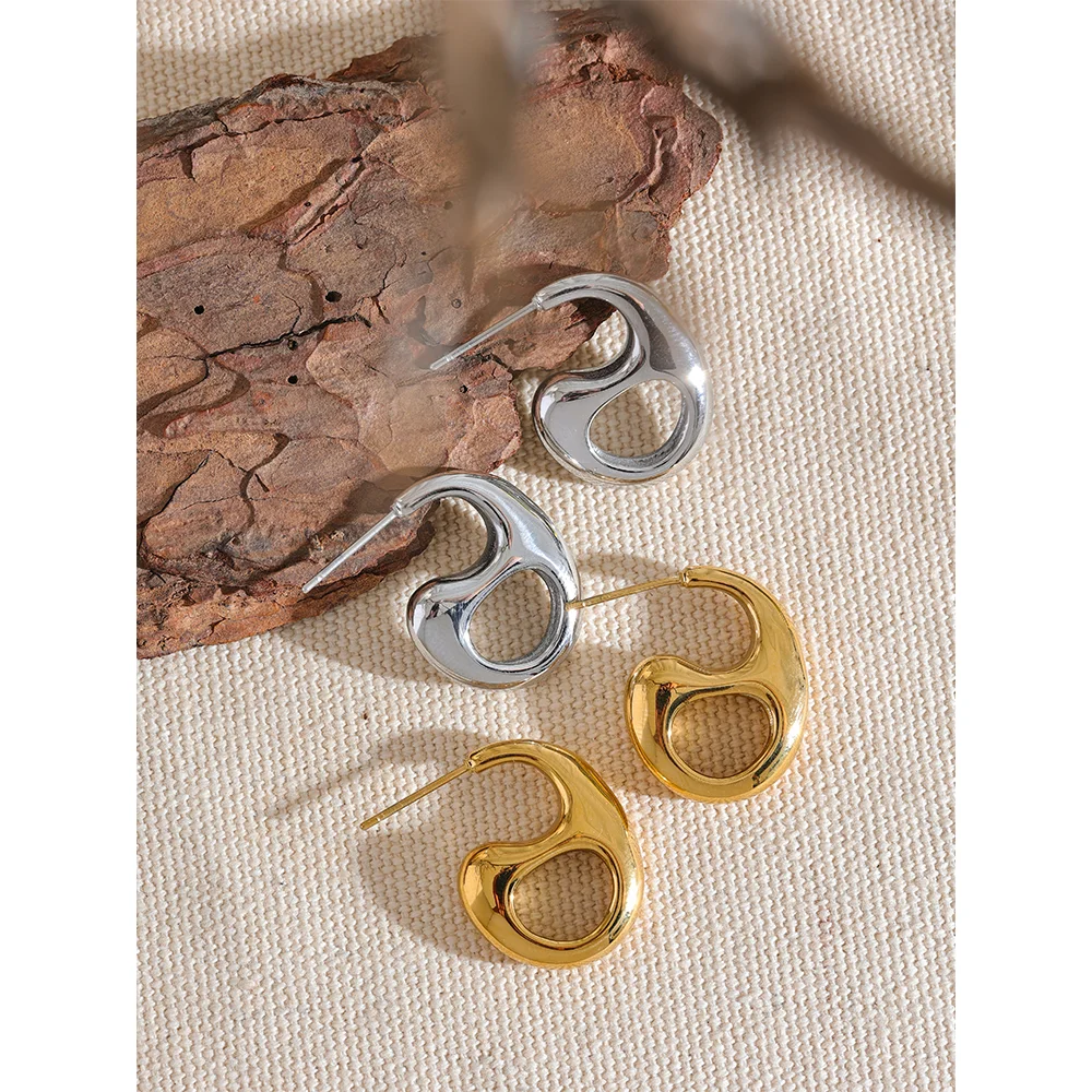 Minimalist Geometric Hollow Stainless Steel Earrings