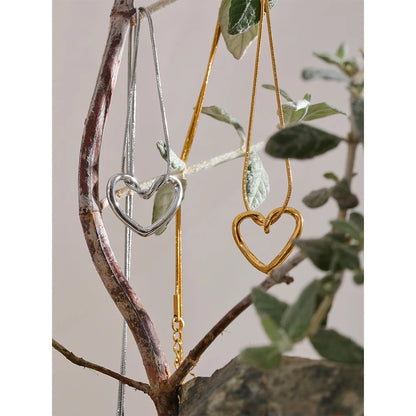 Minimalist Heart Hollow Pendant Necklace