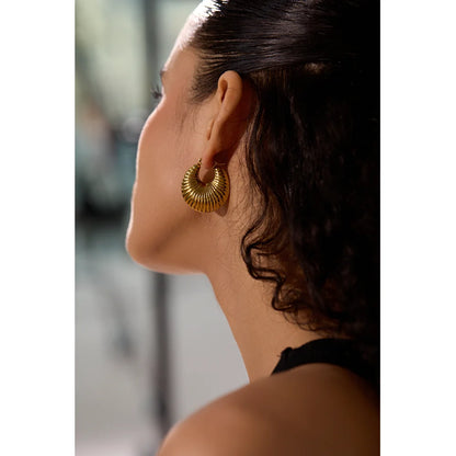 30mm Gold Hollow Chunky Hoop Earrings in Stainless Steel