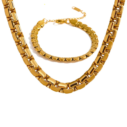 18K Gold Plated Thick Chain Jewelry Set