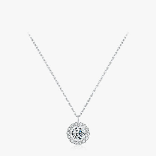 Sterling Silver Round CZ Pendant Necklace