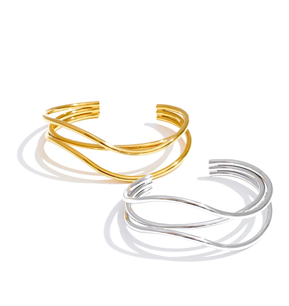 refined gold bracelet layered cuff bangle for women stylish wrist accessory