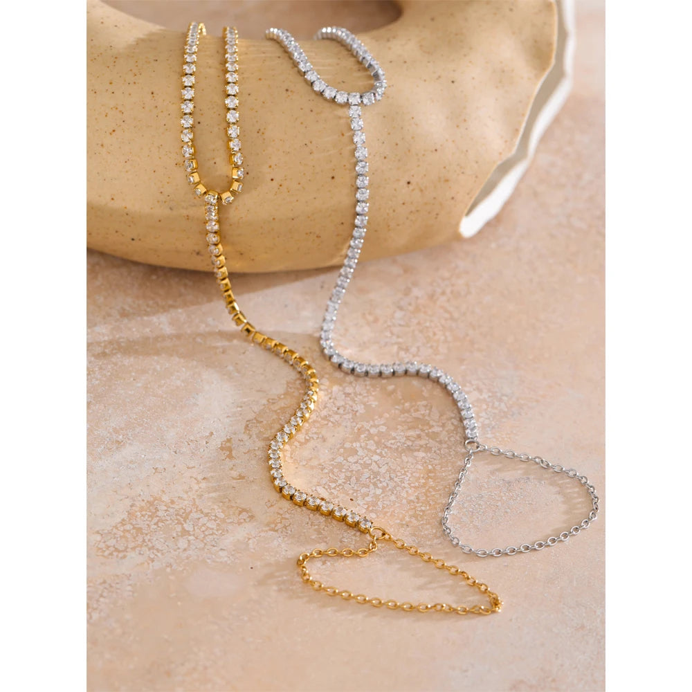 Bracelet chain with gold plated charm bracelets accent and cubic zirconia detail