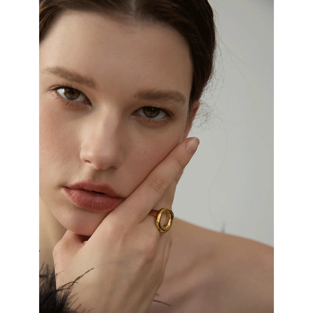 Creative Hollow Geometric Gold Ring