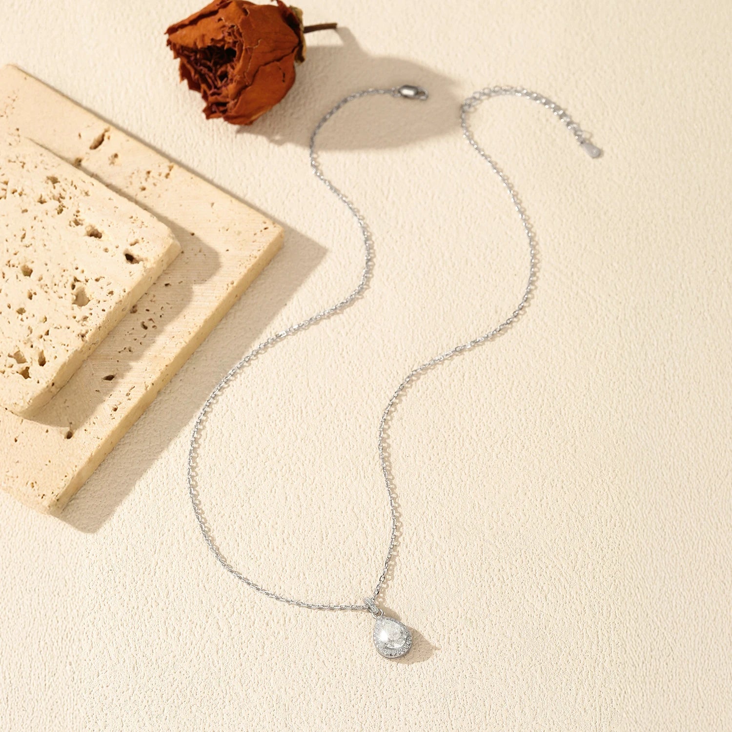 Fine jewelry moissanite chain necklace with polished silver finish