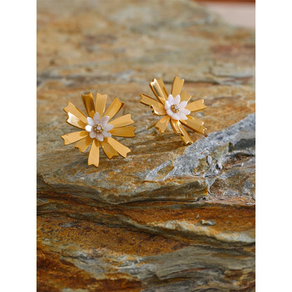 Stainless Steel Flower Stud Earrings