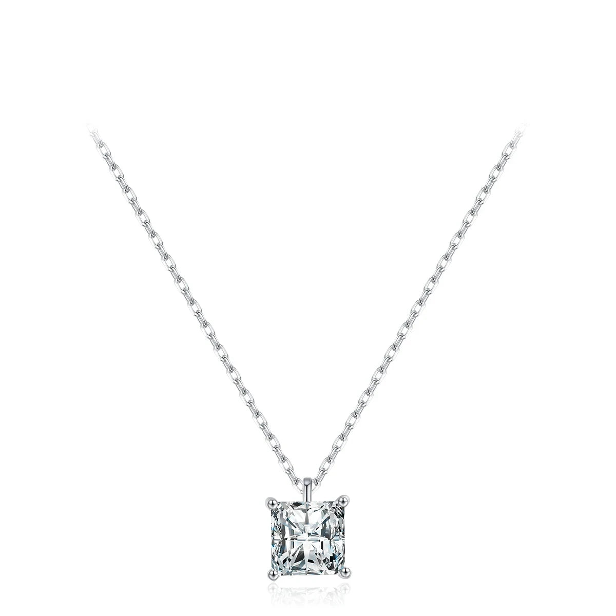 Sterling Silver Square CZ Pendant Necklace