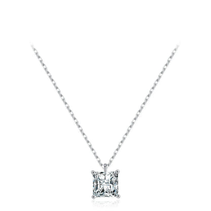 Sterling Silver Square CZ Pendant Necklace