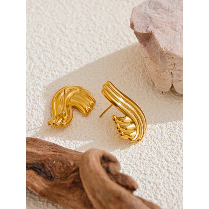 Creative Stainless Steel Stripe Geometric Stud Earrings