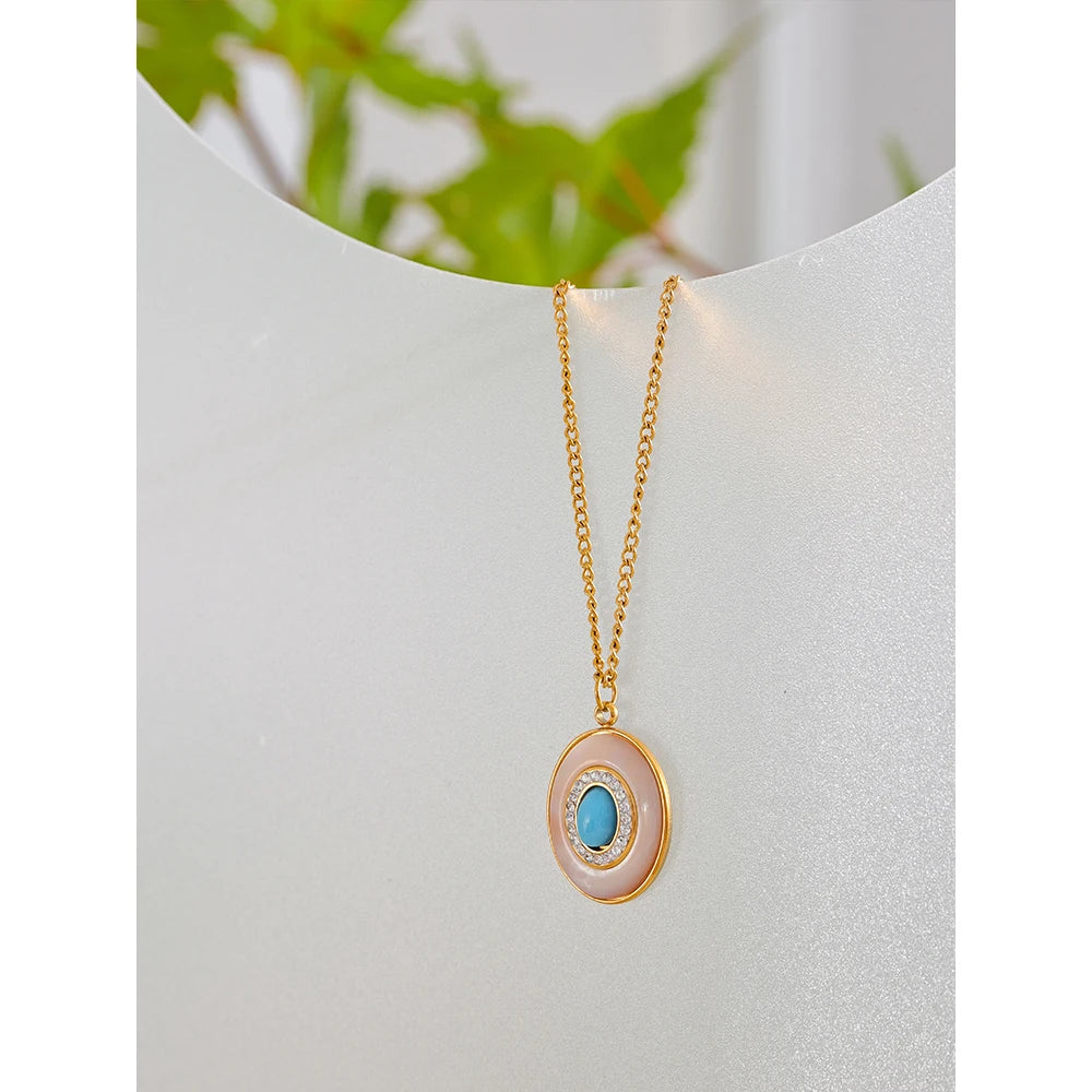 Natural Shell Stone Pendant Necklace