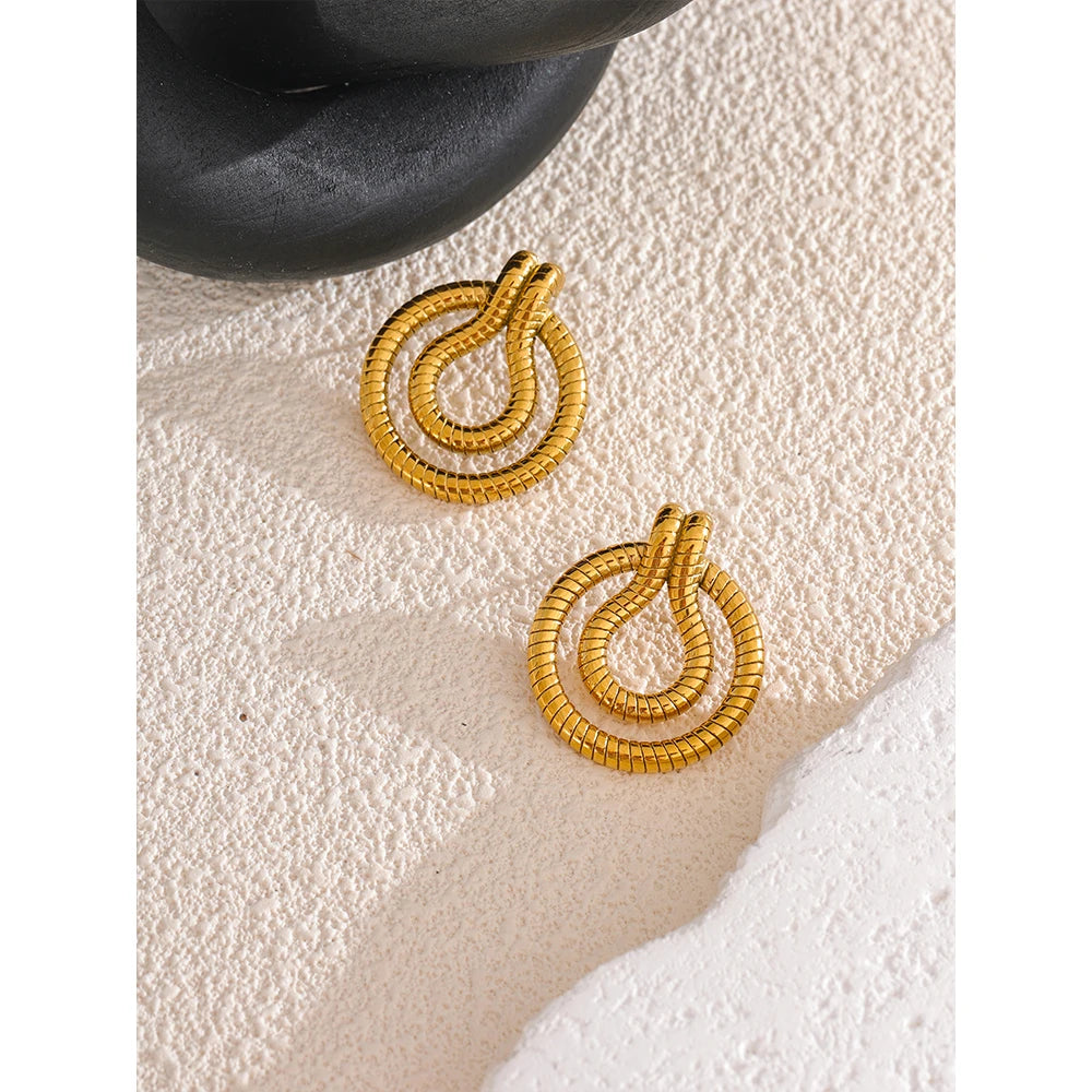 18K Gold Plated Geometric Snake Earrings