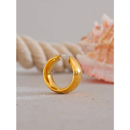 18K Gold Plated Wide Cubic Zirconia Ring