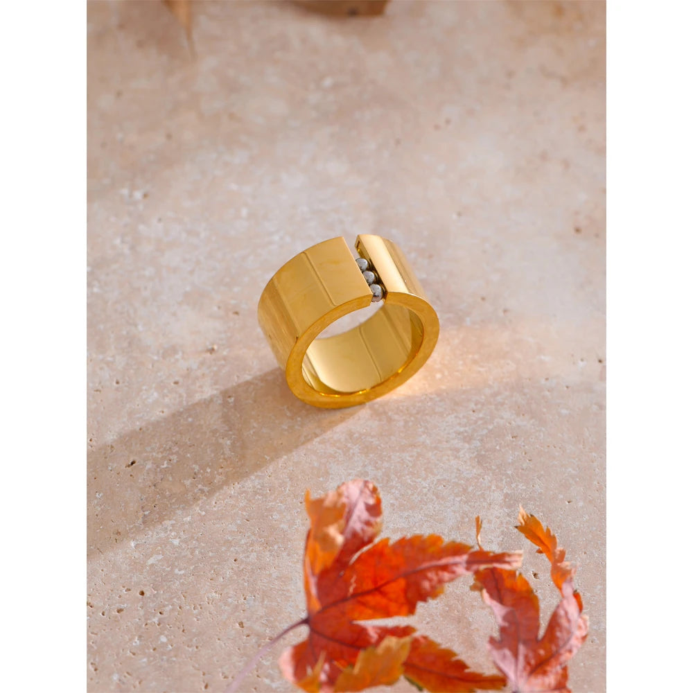 Close view of size ring in stainless steel jewelry with polished glow