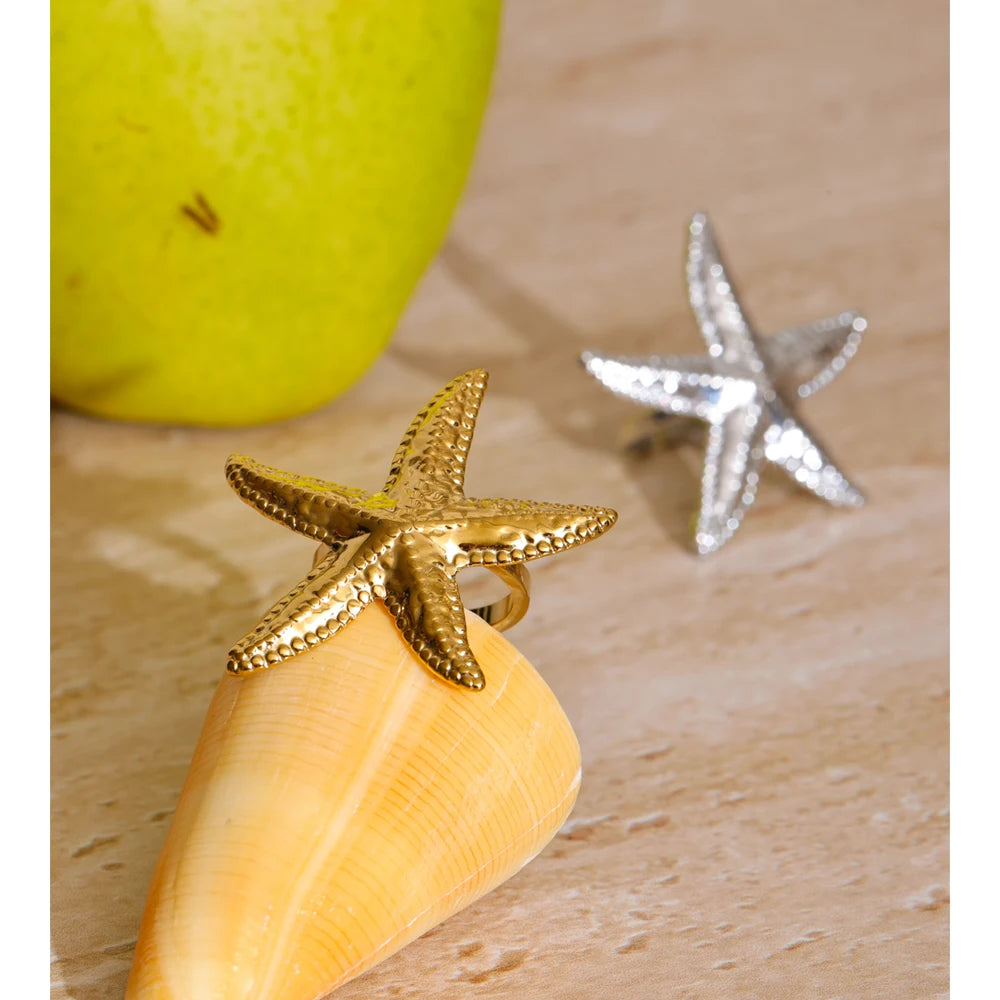 Silver color base with gold plated starfish detail