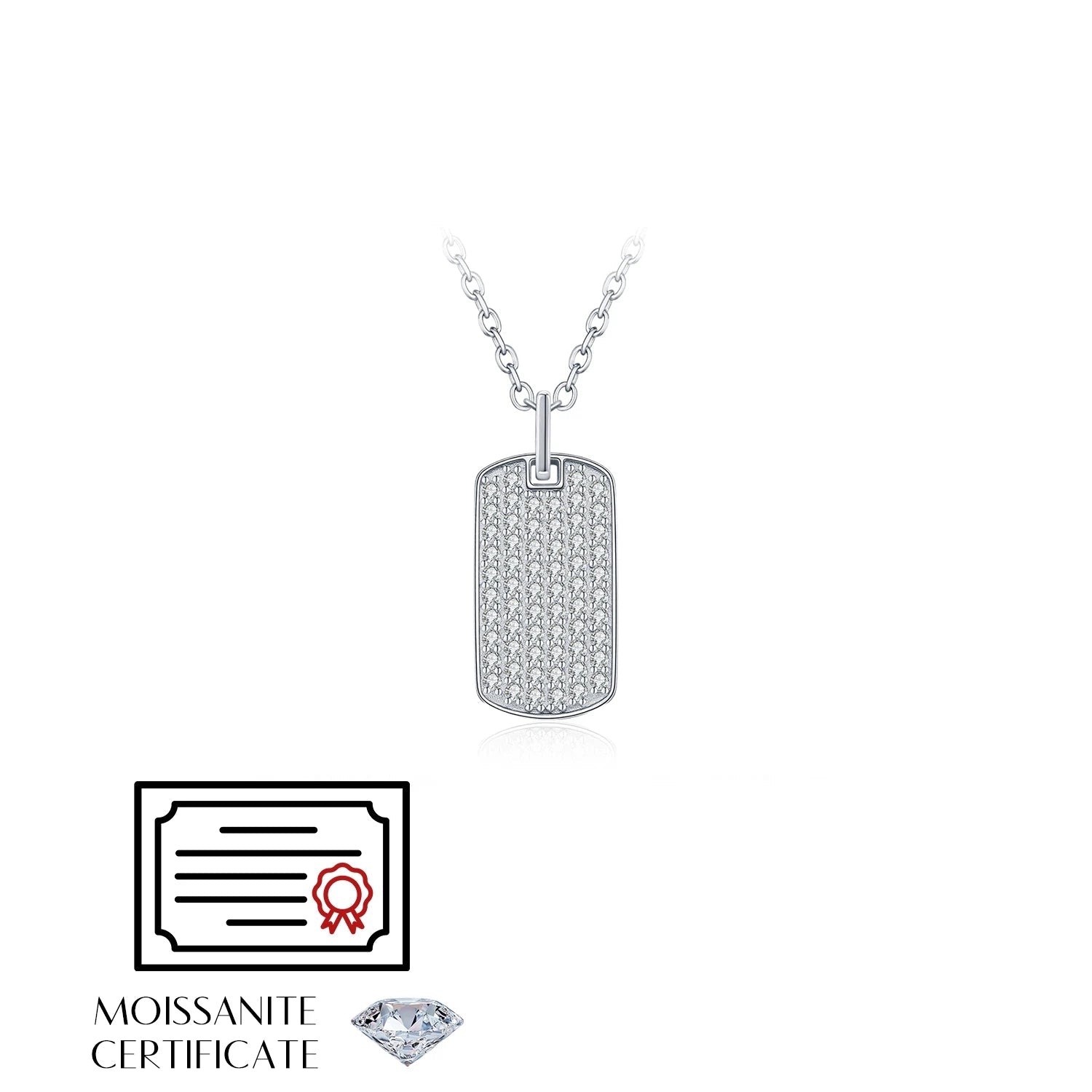 Diamond jewelry style pendant necklace with moissanite shine and silver finish