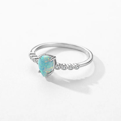 Radiant Opal Waterdrop Sterling Silver Ring