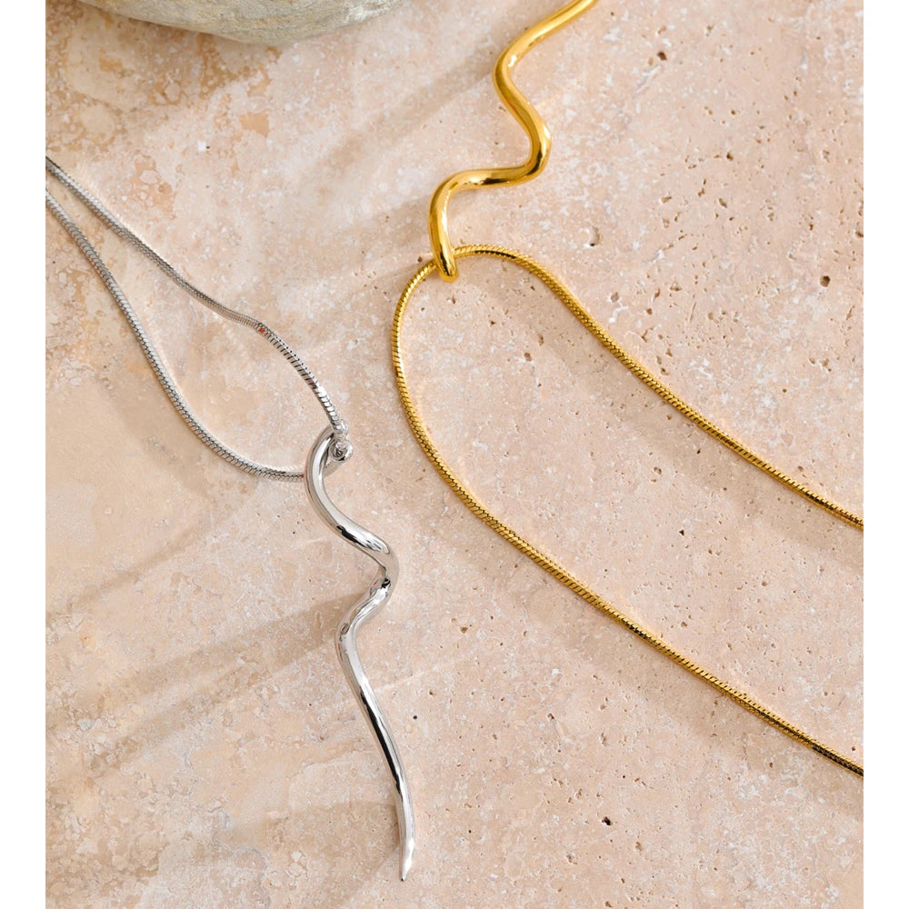 Modern necklace and pendant design in stainless steel jewelry