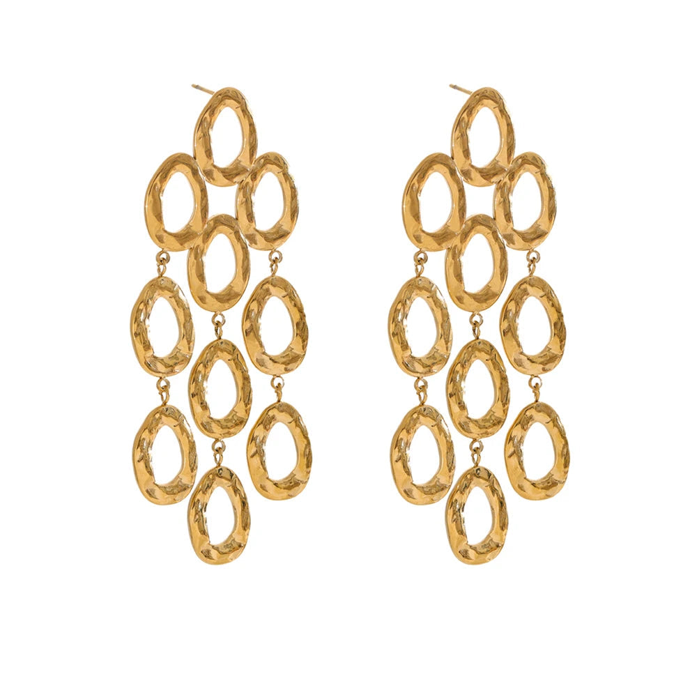 Gold plated stainless steel drop earrings for women