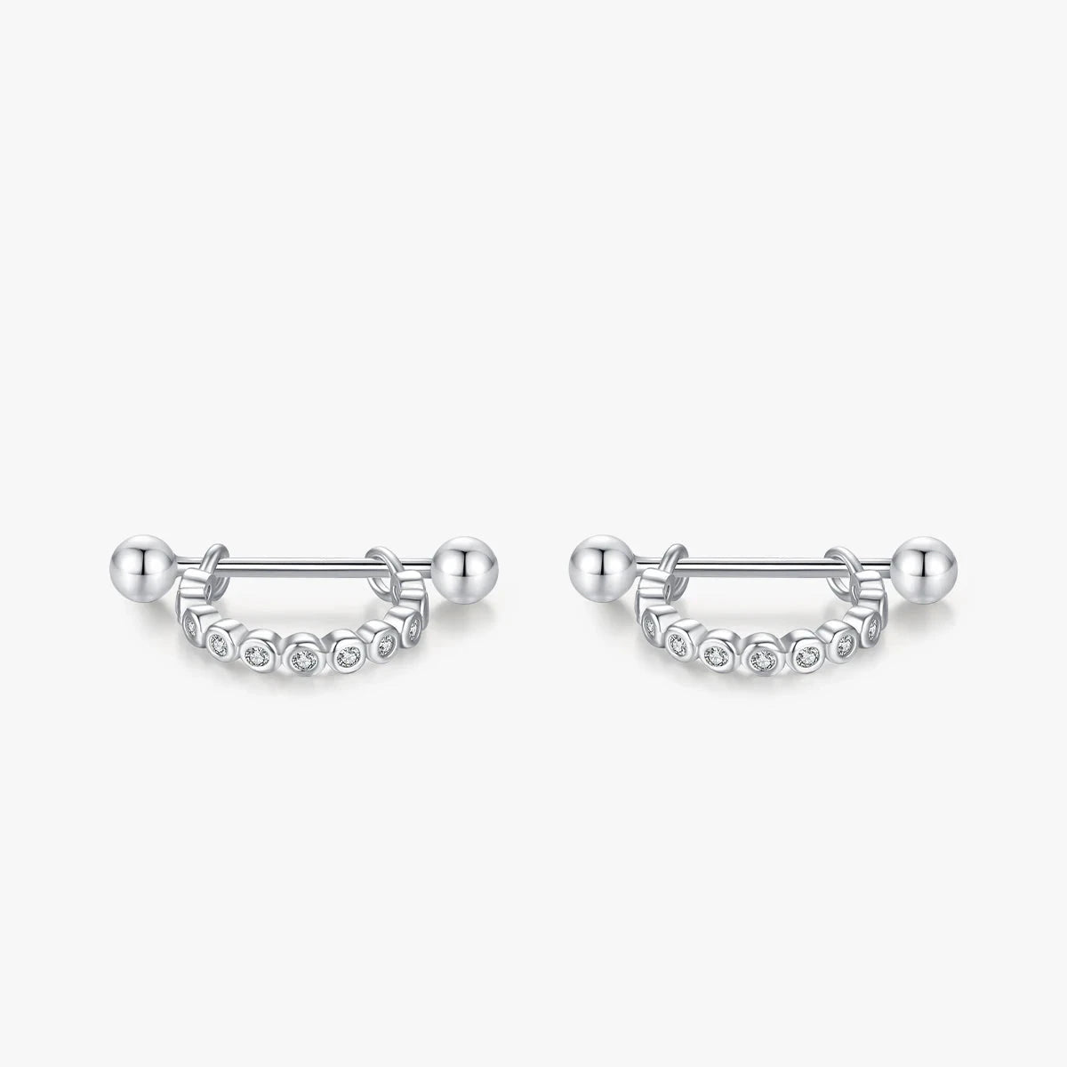 925 Silver Zircon Hoop Earrings with Studs