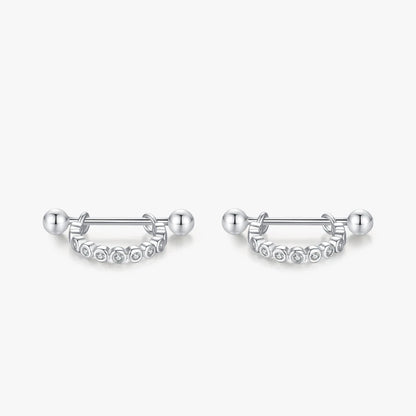 925 Silver Zircon Hoop Earrings with Studs