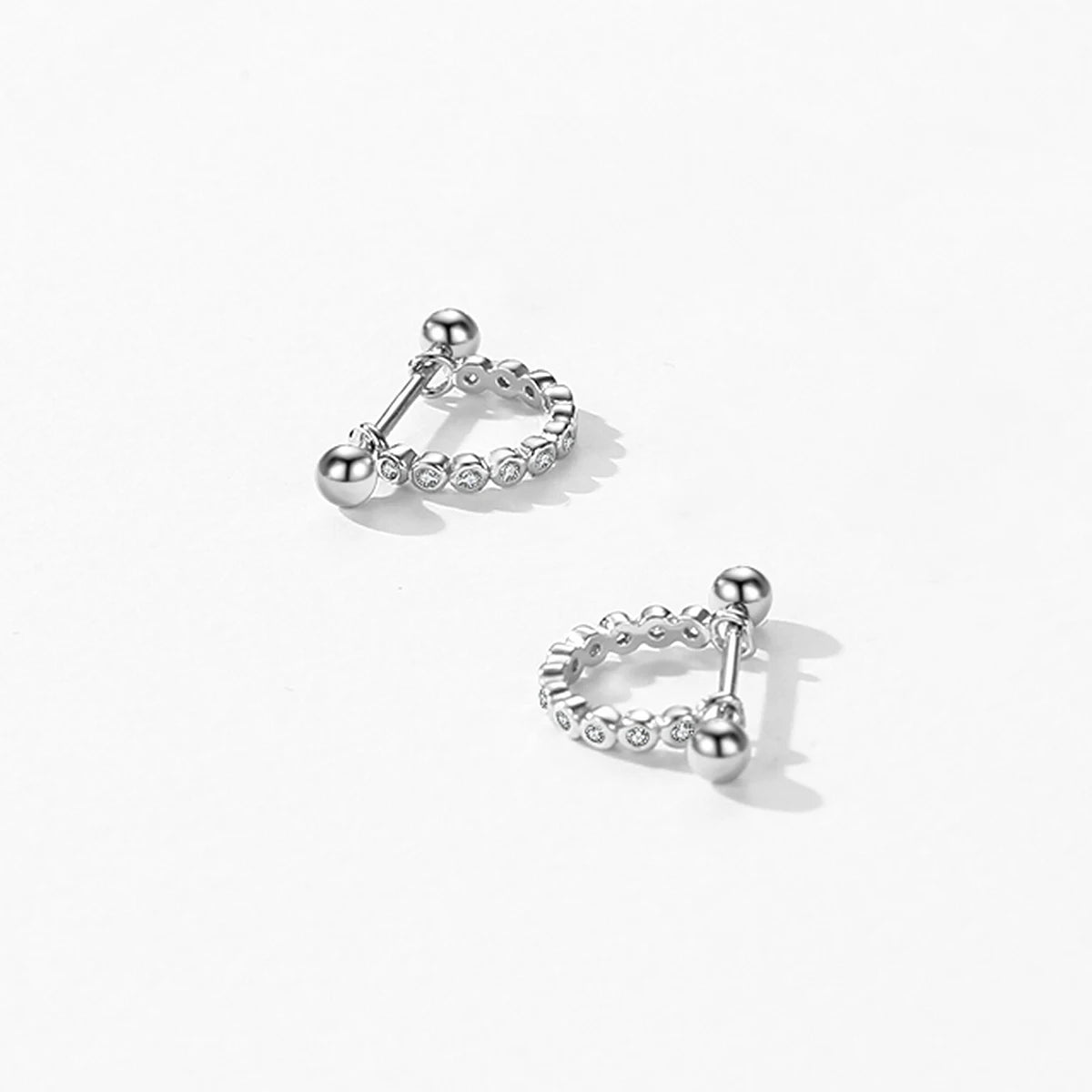 925 Silver Zircon Hoop Earrings with Studs