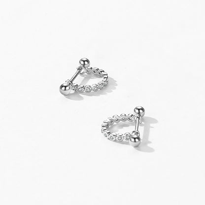 925 Silver Zircon Hoop Earrings with Studs