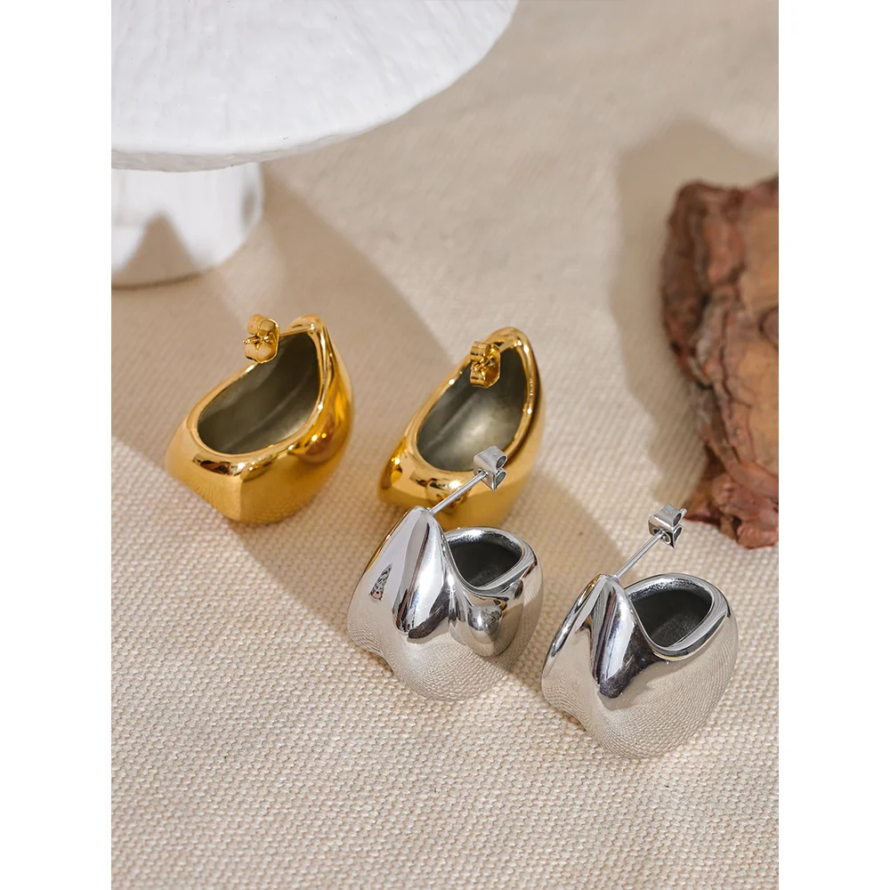 Chunky Hollow Earrings – 18K Gold Plated, Stainless Steel, Waterproof