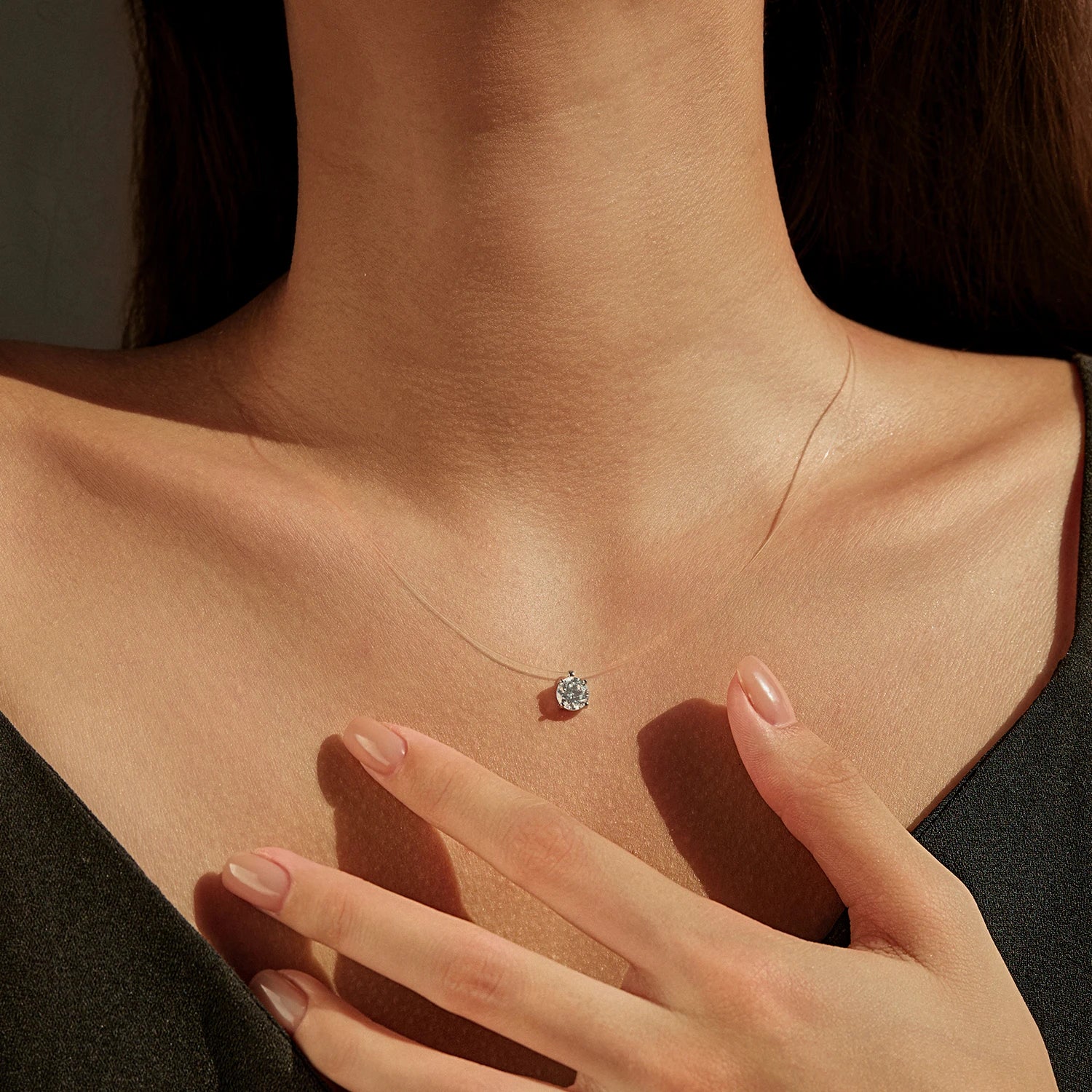 Elegant pendant necklace with round moissanite stone for fine jewelry look